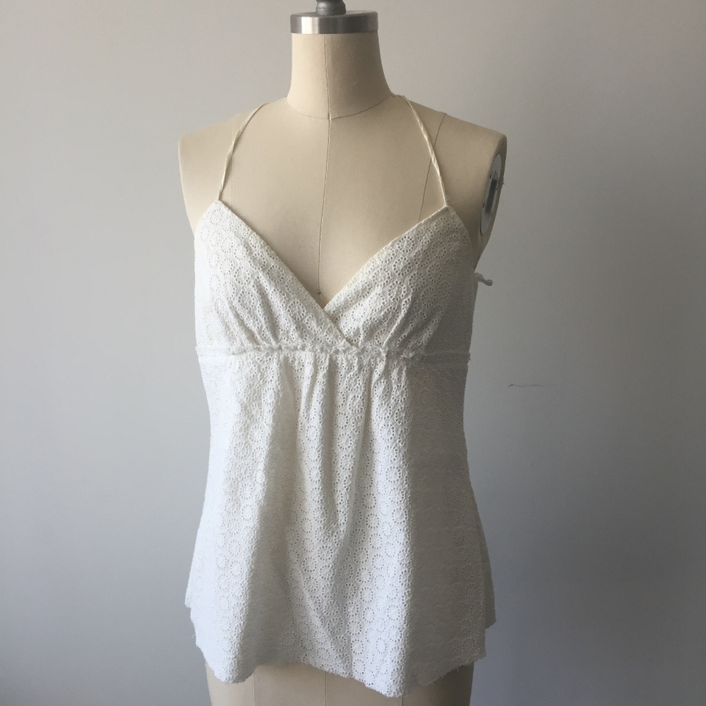 Joie White Eyelet Cotton Halter Top